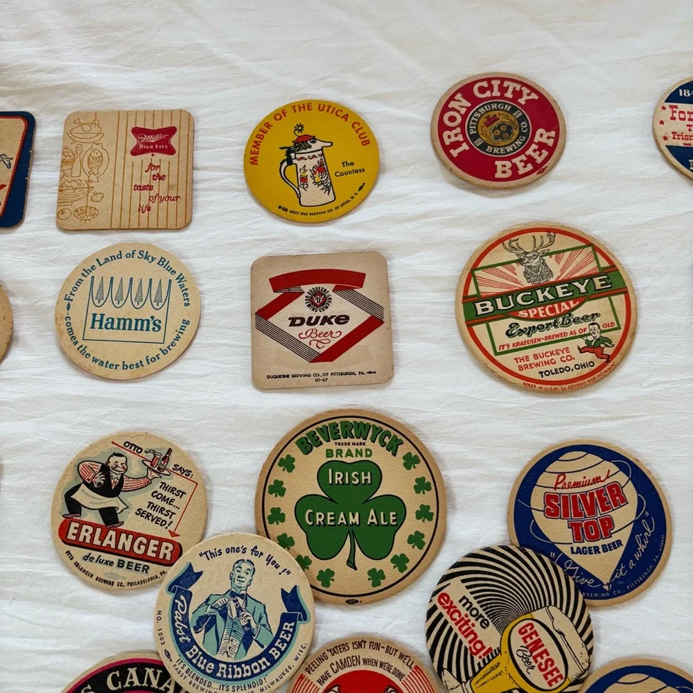Vintage Beer coaster 1930’s - 60s brewery cardboard collection lot of 45